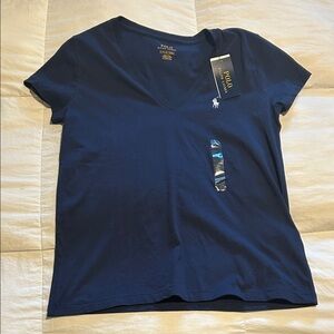 NWT Polo by Ralph Lauren Women's Navy V-Neck Tee